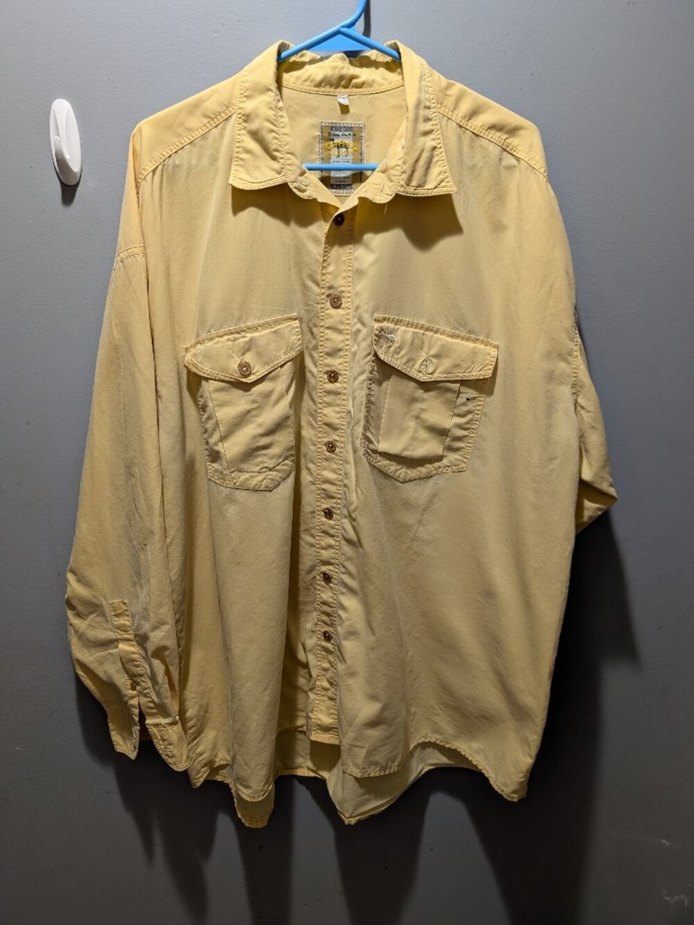 Vintage Camel Cigarettes Shirt 2XL Yellow Button Up Long Sleeve Pocket Mens